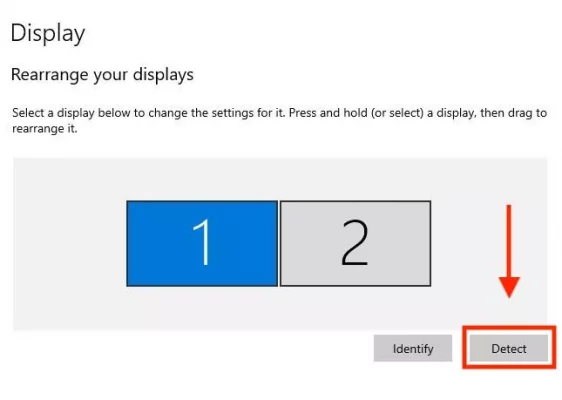 Click The Detect Button To Detect Your Second Display