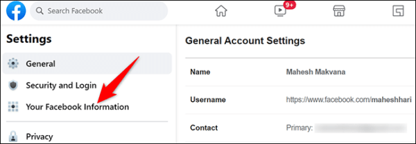 Click Your Facebook Information On The Settings Page.