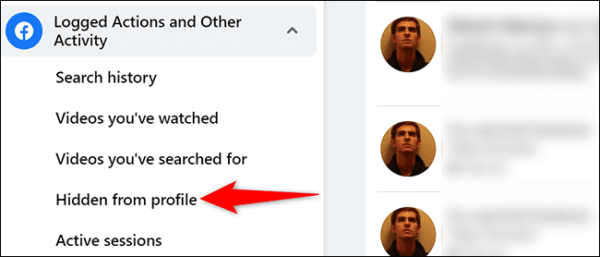 Navigate To Logged Actions And Other Activity Hidden From Profile.