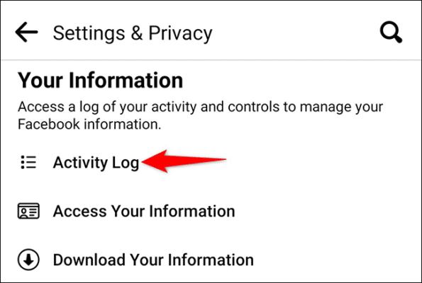 Tap Activity Log On The Settings & Privacy Page.