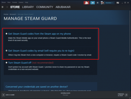 Check The Get Steam Guard Codes By Email Option E1637612926800