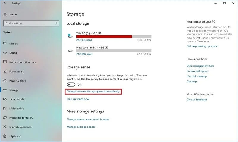 storage sense settings windows