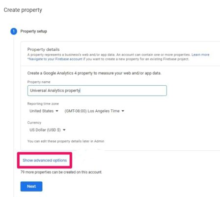 Google Analytics, property setup