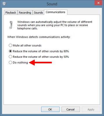 Windows Sound Communications Volume