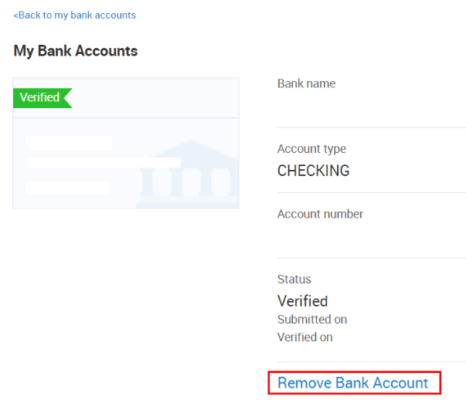 remove bank account, alibaba.com