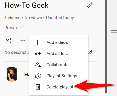 Select Delete Playlist From The Menu.