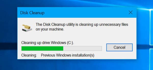 disk cleanup running to fix error code 0x0