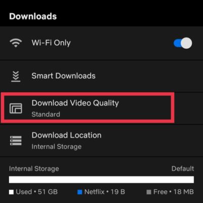 Download Video Quality Settings, Netflix