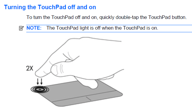 touchpad on off