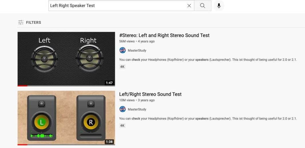 left right speaker test