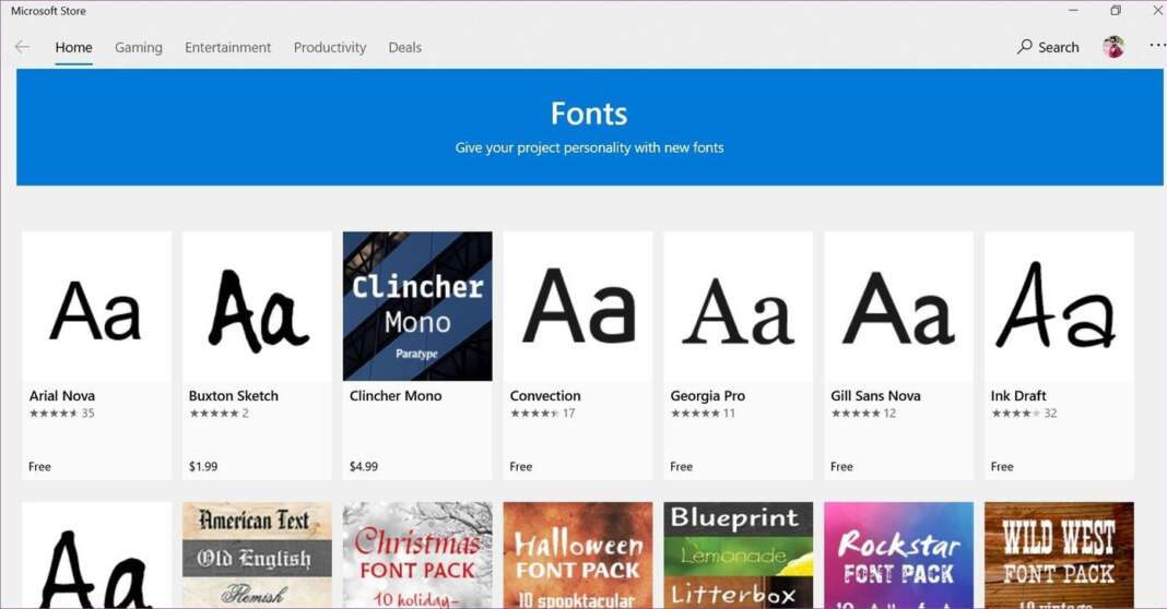 Get Fonts from Microsoft Store 1